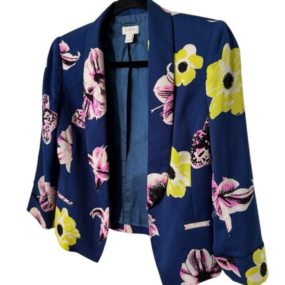 J. Crew Navy‎ and Pink Floral Blazer size 2 - Picture 3 of 6